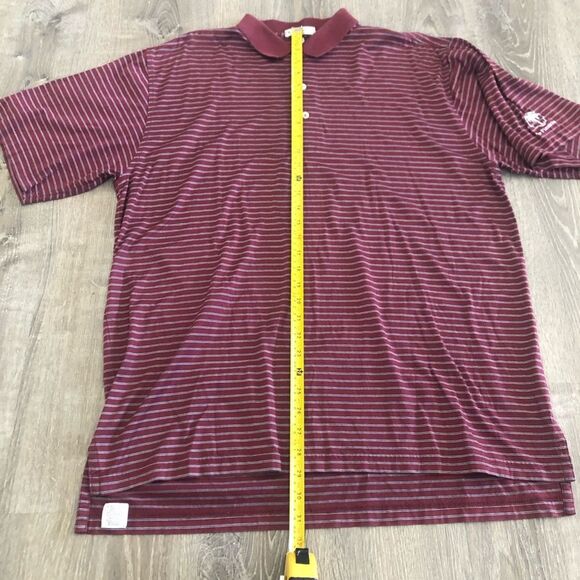 Peter Millar Mens Golf Polo Red White Striped Short Sleeve Shirt Size Large - Picture 8 of 8